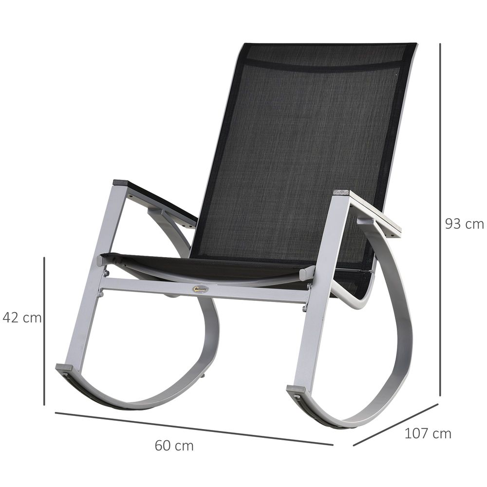 Outdoor Texteline Rocking Chair - Black/Silver