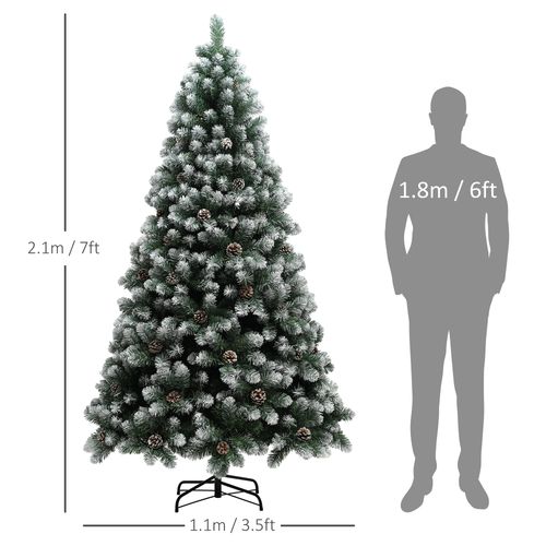 HOMCOM 5ft Artificial Pine Christmas Tree with Pinecones, Steel Base
