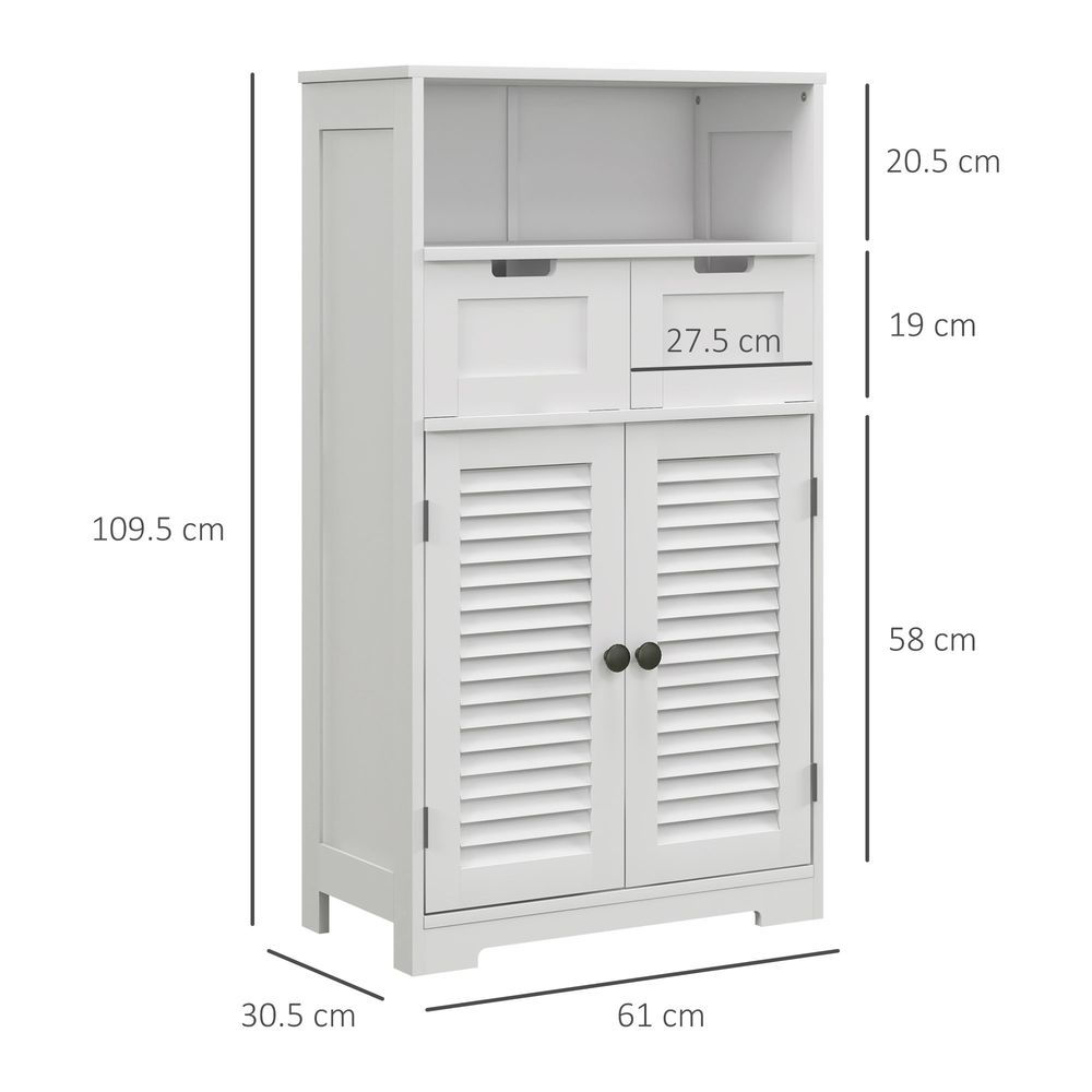 kleankin Bathroom Storage Cabinet, Small Bathroom Cabinet with Louvred Doors