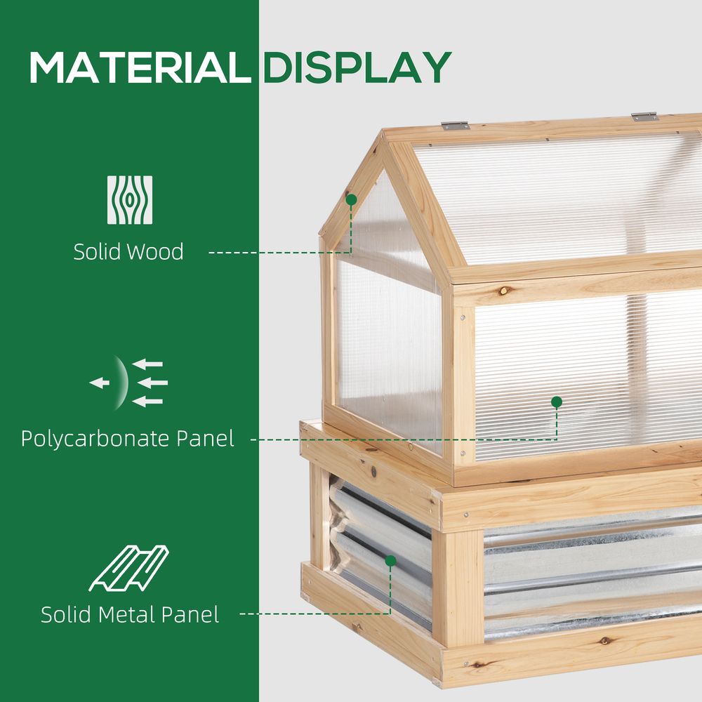 Premium Raised Garden Bed with Greenhouse Top, 122x61x81.7cm, Natural Kit