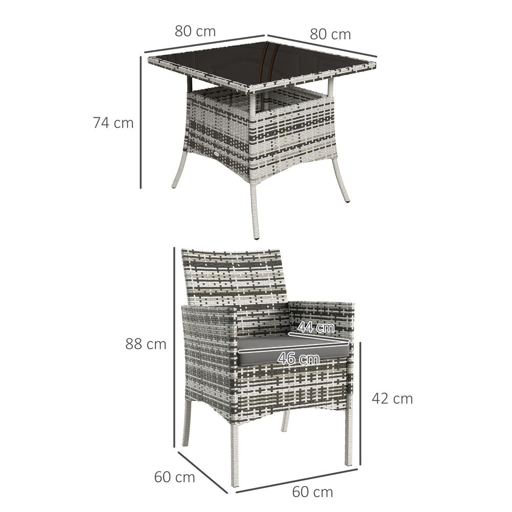 Premium 4 Seater Rattan Furniture Set - Tempered Glass - Grey