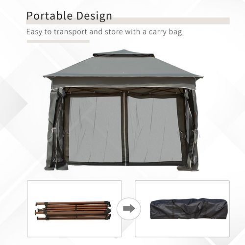 Outsunny Garden Folding Tent Heavy Duty Pop Up Gazebo for Party Dark Grey