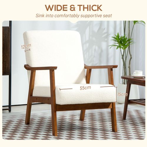 HOMCOM Boucle Accent Chair Armchair W/ Wide Seat for Living Room Bedroom