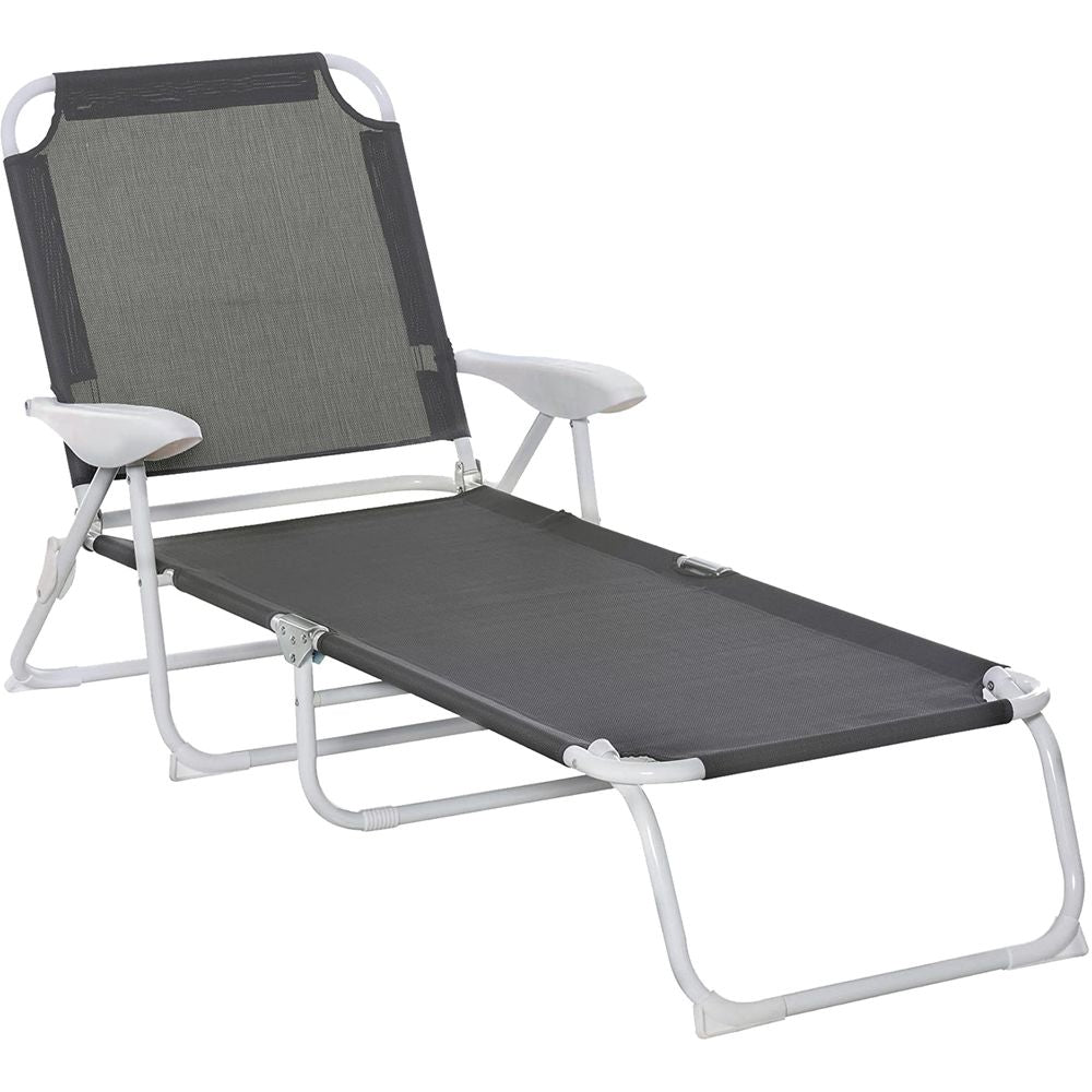 Ultimate Comfort Reclining Lounge Chair: 4-Level Backrest, Grey