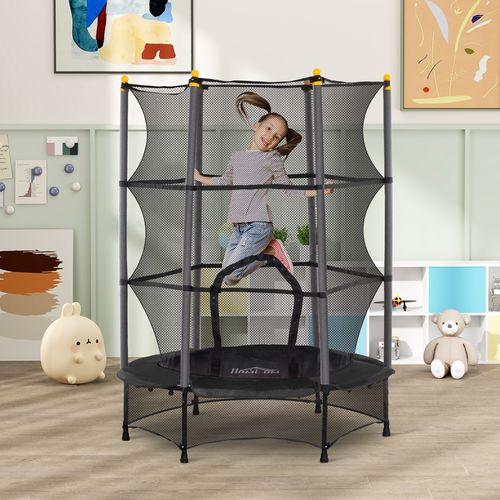 HOMCOM 4.6FT/75" Kids Trampoline with Safety Enclosure, Indoor Outdoor