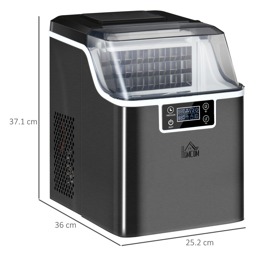 HOMCOM Ice Maker Machine - Compact, Fast, Adjustable Cube Size, Scoop - Black