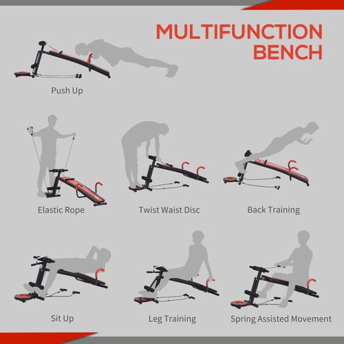 HOMCOM Adjustable Sit Up Bench with Twist Waist Disc for Home, Office, Gym