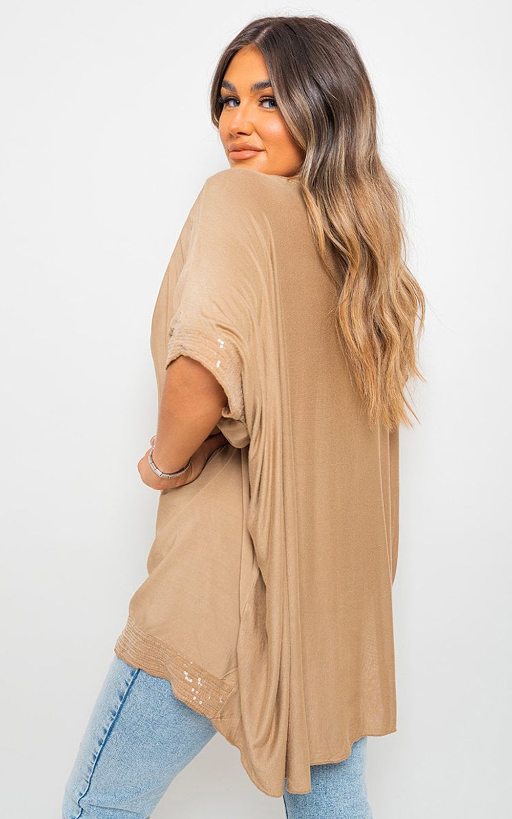 Sparkling Sequin Trim Top - Oversized & Glamorous! ?????