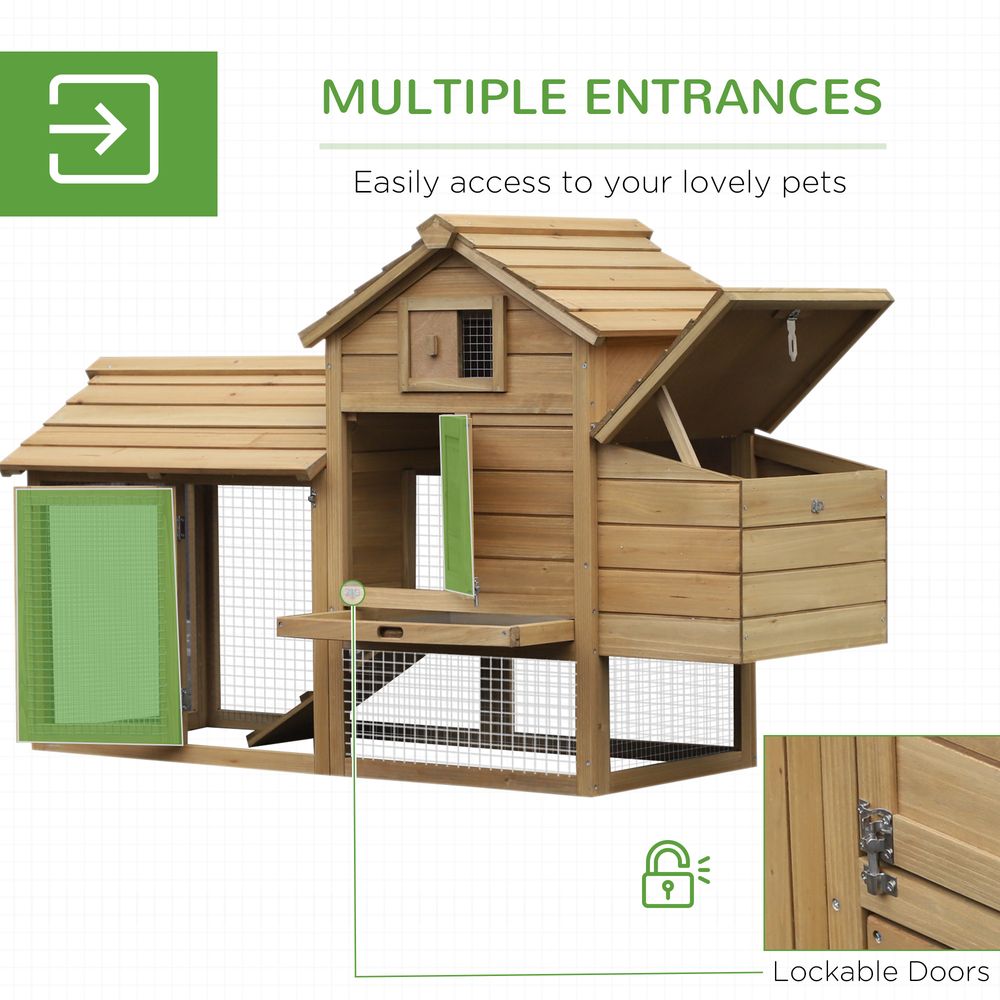Small Chicken Coop Hen Cage Nesting Box Outdoor Run Wood Color 150.5 x 54 x 87cm