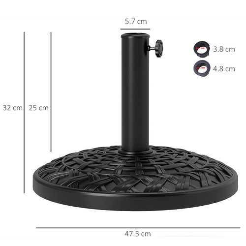 Outsunny 12kg Garden Parasol Base, Round Resin Garden Umbrella Base, Black