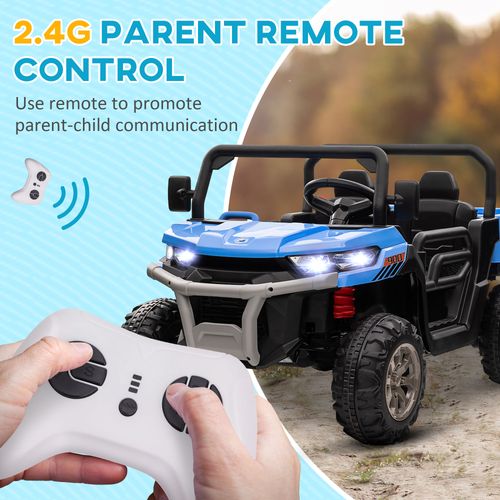 HOMCOM 12V Two-Seater Kids Electric Ride-On Car w/ Electric Bucket - Blue