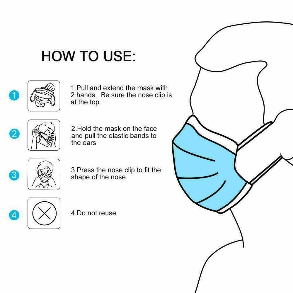 Premium 50Pk Aspect Disposable Face Mask | Breathable & Comfortable 3 Layer Safety Mask | Non-Woven Mouth Cover | Suitable for Home, Office, Outdoor