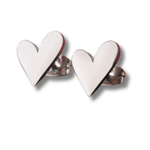 Tilted Heart Stud Earrings