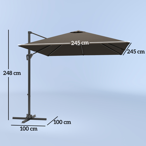 Outsunny Square Cantilever Roma Parasol 360° Rotation w/ Hand Crank, Tan