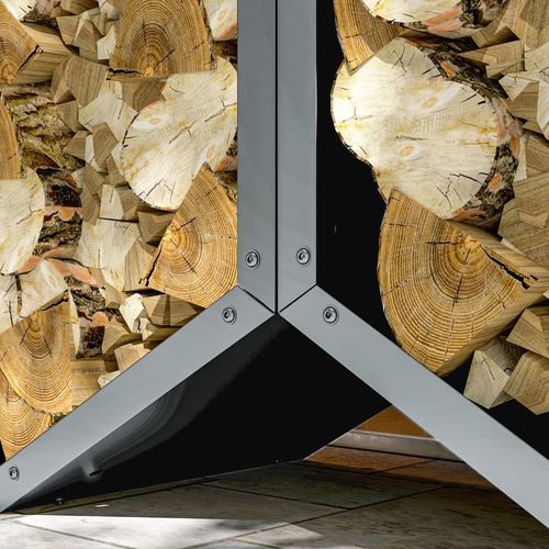 Outsunny Steel Firewood Log Rack Fireplace Log Holder for Indoor Outdoor