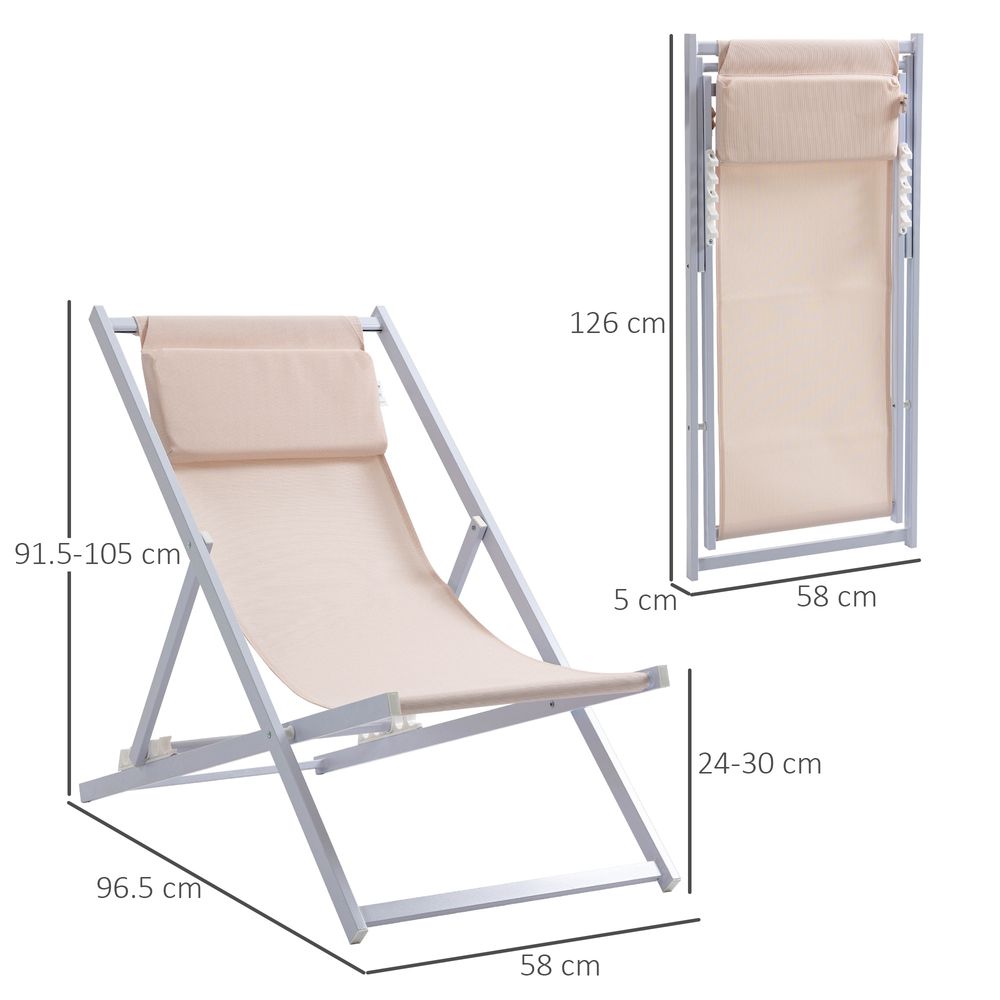 Set of 2 Folding  Deck Folding Chairs  Garden Patio Lounger, White