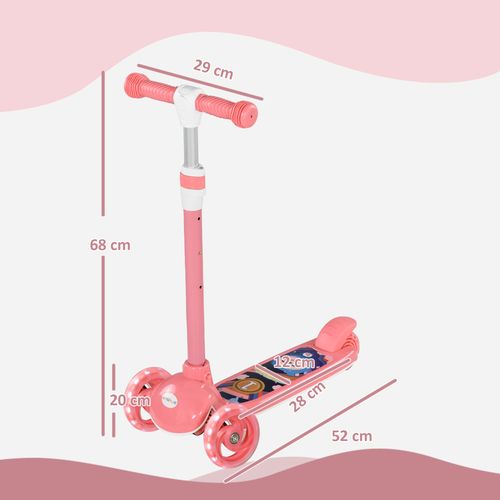 AIYAPLAY Kids 3 Wheel Scooter for 2-6 Years Old w/ Adjustable Height, Pink
