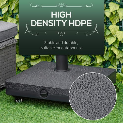 Outsunny 20kg Heavy Duty Garden Parasol Base with Wheels for Patio Deck Black