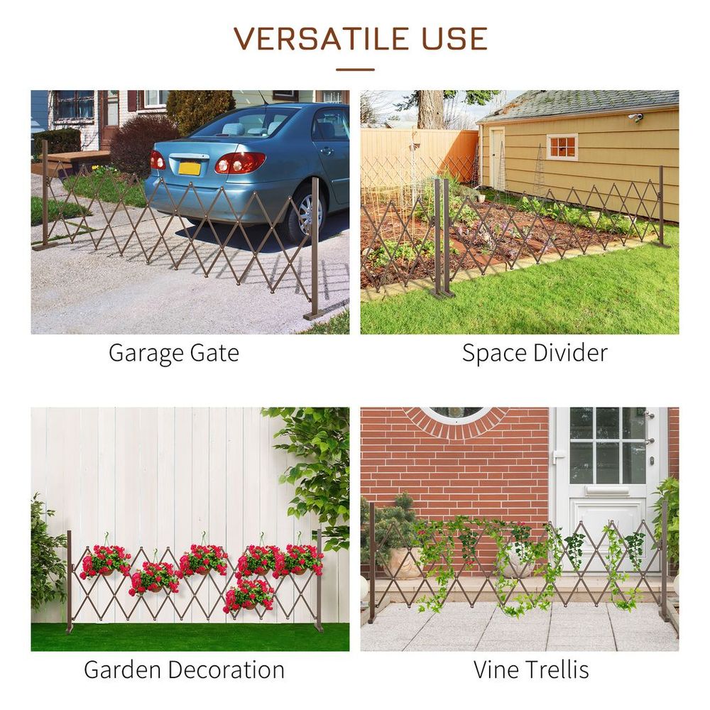 Outsunny Aluminum Fence Panel - Foldable & Movable - Dark Brown - Best Quality