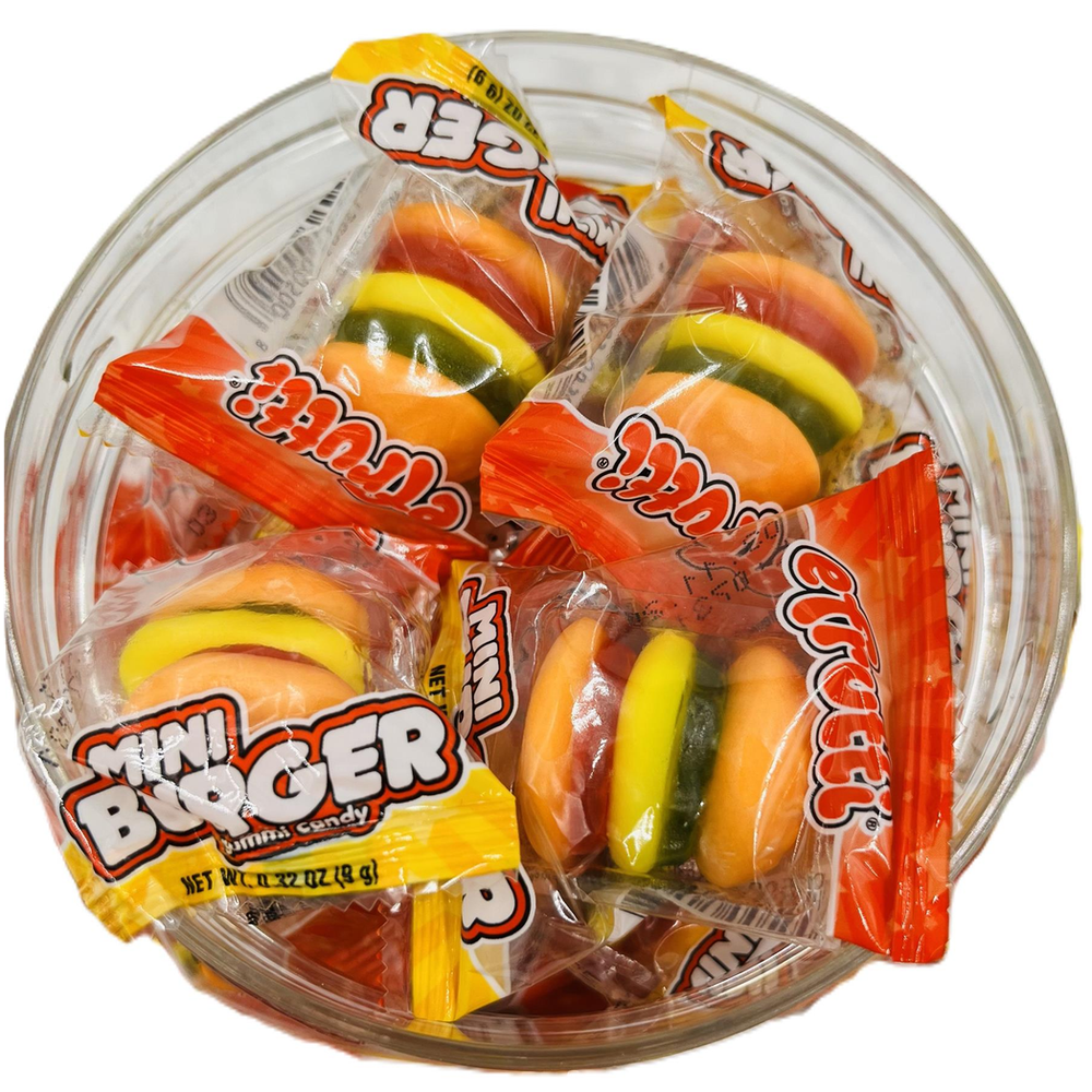 Premium Efrutti Burger Jar: Fruit Flavour Gummies in a Gift Jar – Imported from the USA, Date Assured – 385g, 30 Individually Wrapped Pieces