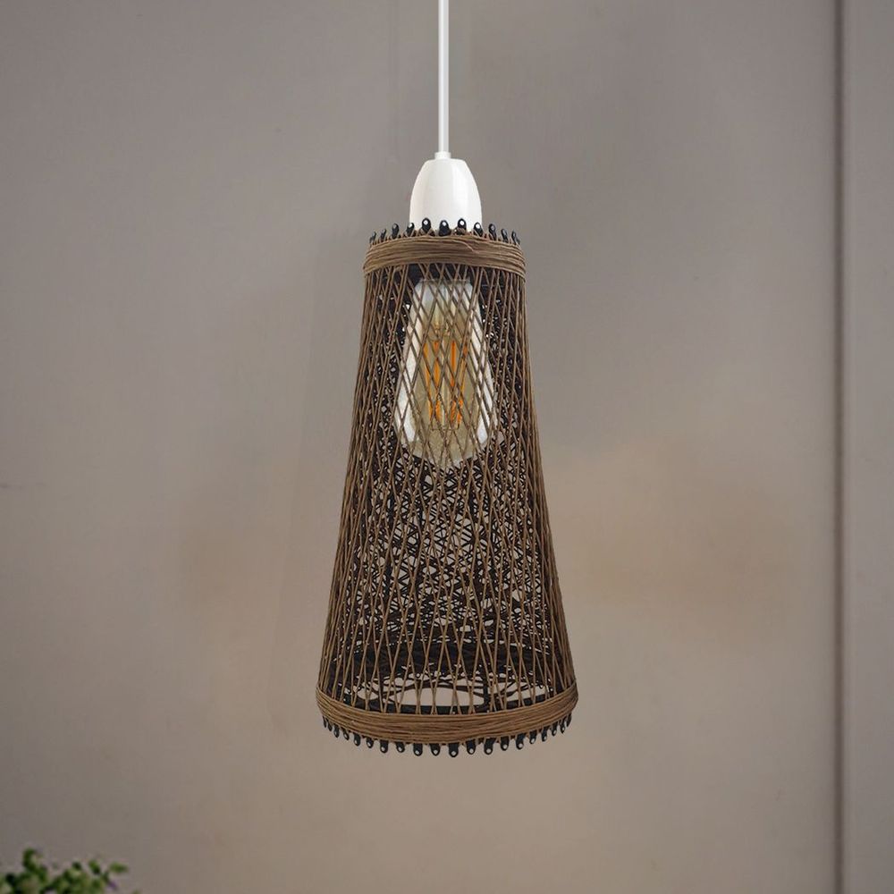 Retro Vintage Barrel Cage Lampshade - Easy Fit, Natural Rattan Material, Classic Design - Add Unique Style to Any Room