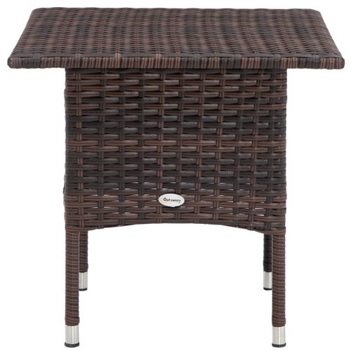 Outsunny PE Rattan Outdoor Coffee Table, Easy Match Rattan Side Table, Brown