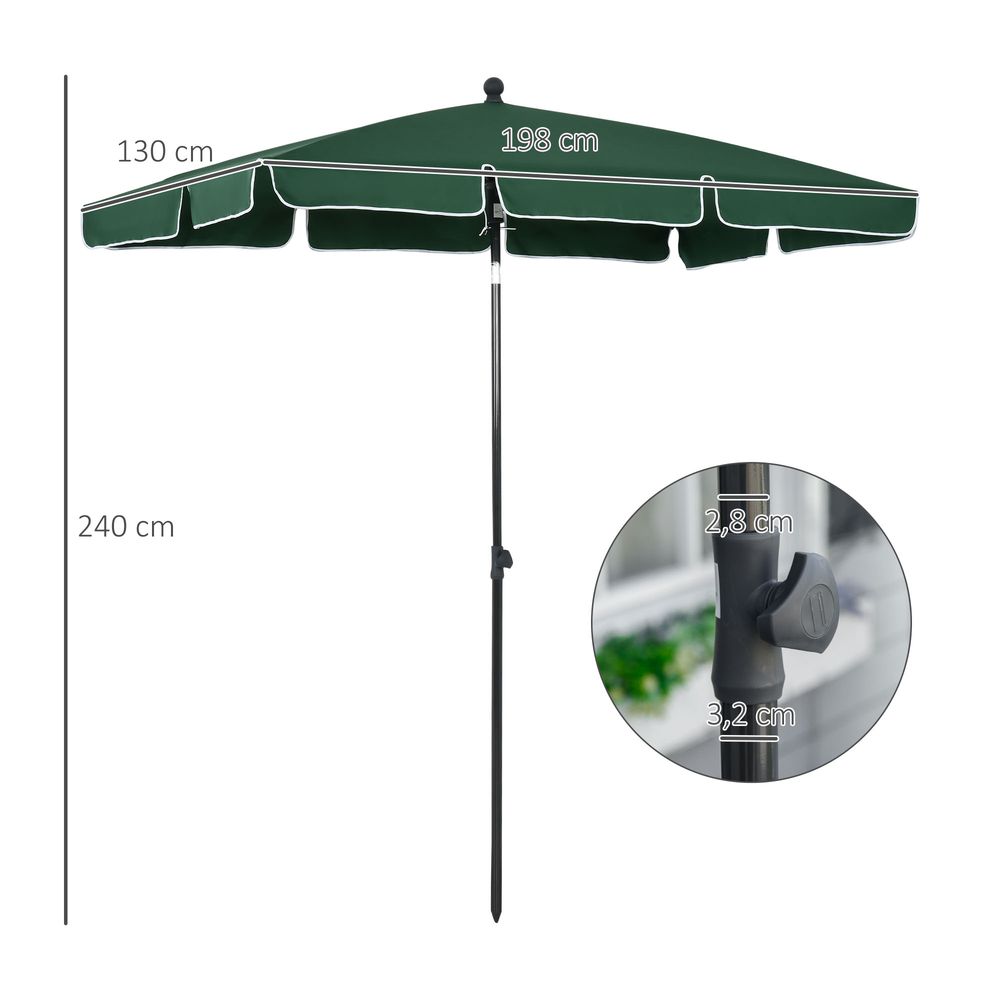 Premium Aluminium Sun Parasol - Strong, Adjustable, 2x1.25m Rectangular - Great for Gardens and Patios