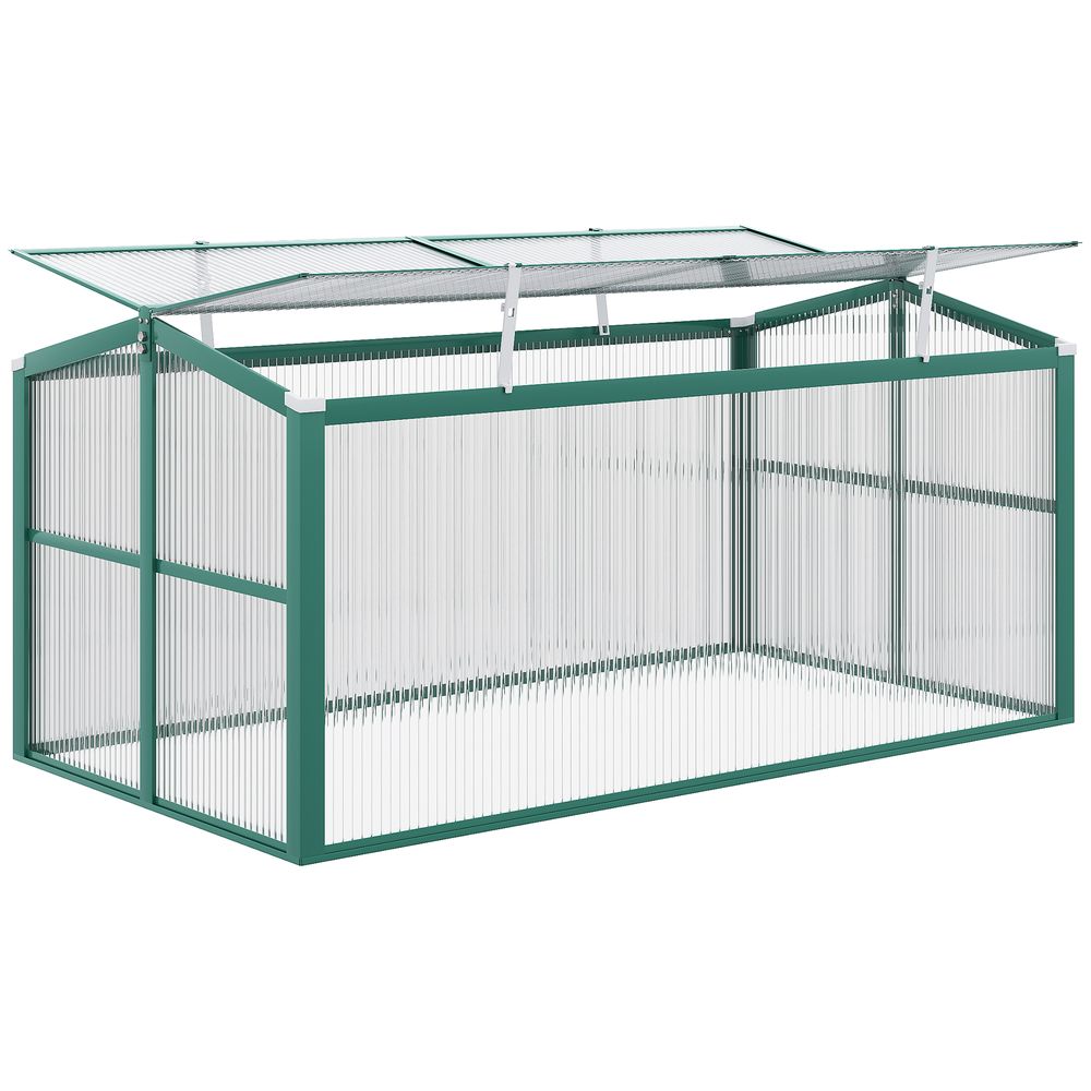 Premium Outsunny Aluminium Cold Frame Greenhouse Planter 130x70x61cm | High-Quality, Openable Top | Versatile & Durable