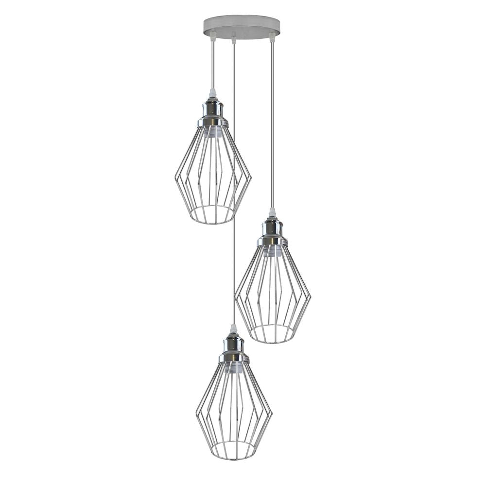 Vintage Chrome Retro Loft Style Ceiling Lamp - E27 Base - Easy Fit - Quality Lighting