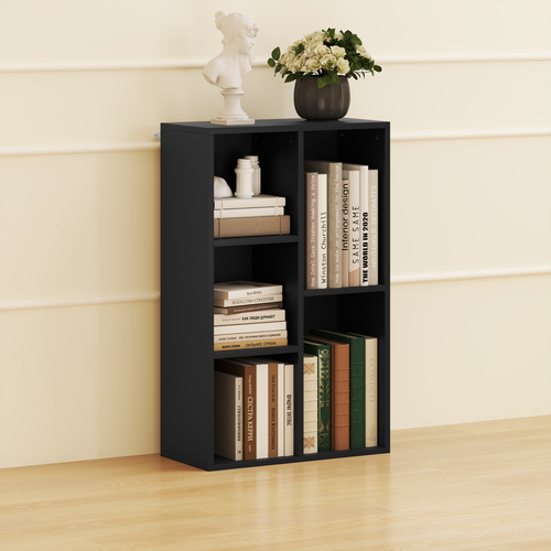 HOMCOM 2-Tier Bookshelf with 5 Open Storage Compartments