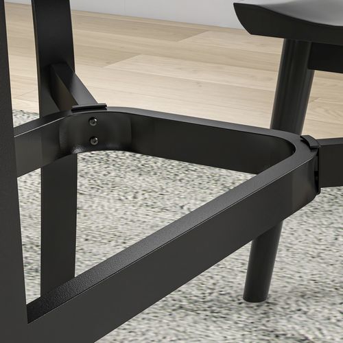 Outsunny Garden Dining Table with Steel Frame and Slatted Top for Balcony Black