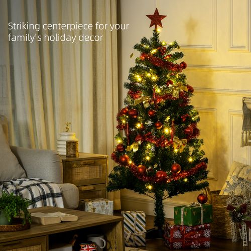 HOMCOM 5ft Artificial Decorated Christmas Tree with LED Lights, Auto Open