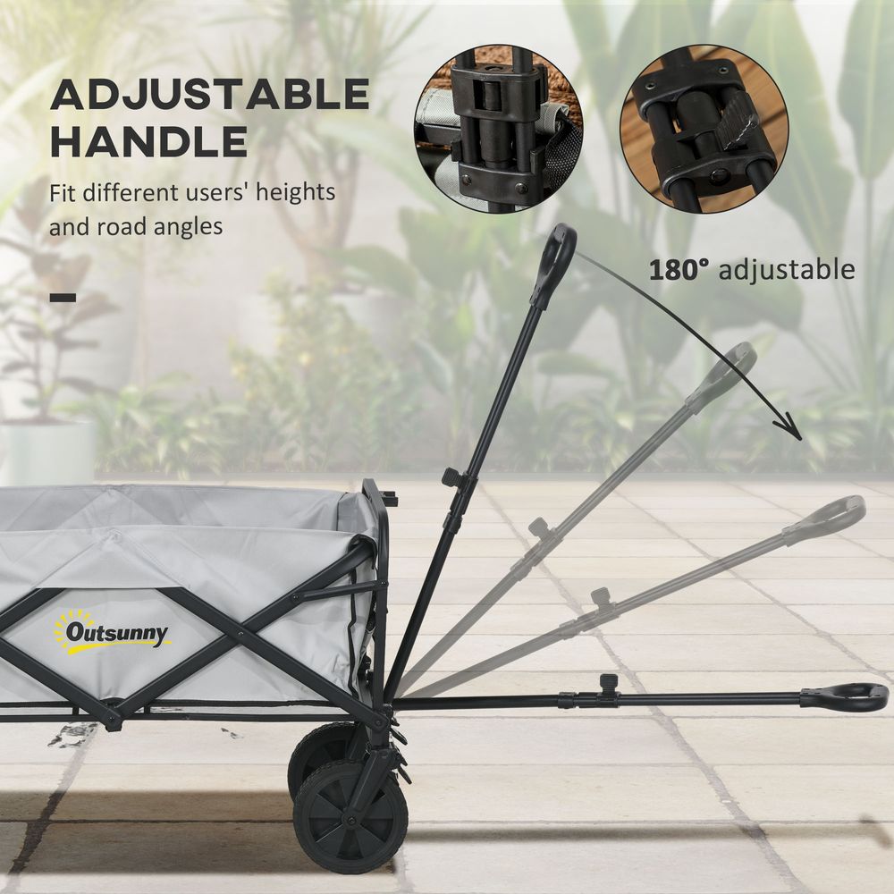 Outsunny Folding Outdoor Storage Trolley: Telescopic Handle, Brakes - High Quality Cart Bag for All Your Needs