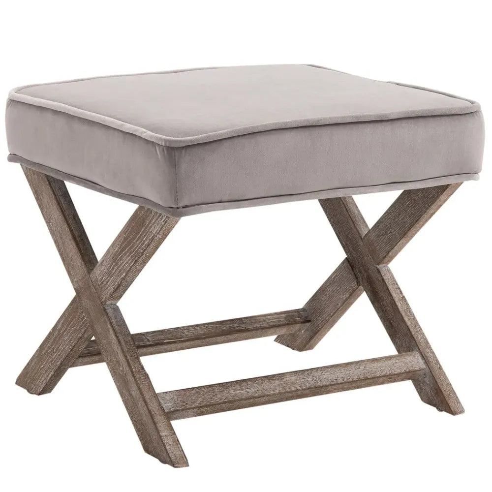 Footstool Padded Seat X Shape Chair Vintage Velvet Cover Shabby Footrest