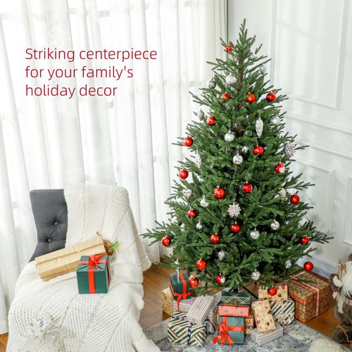 HOMCOM 5 Foot Artificial Christmas Tree with Realistic Hinged Branches