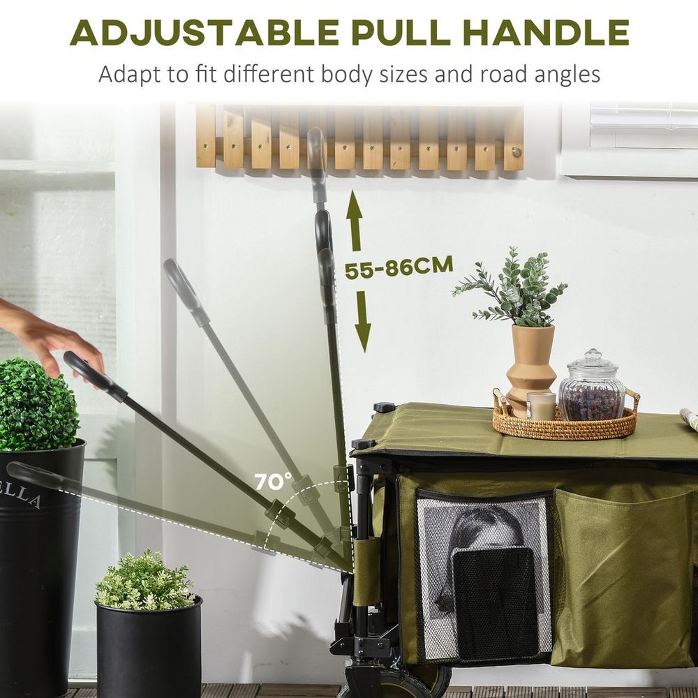 Folding Garden Trolley: Collapsible, Steel, Camping Trolley with Board - Best Quality, 100kg Load
