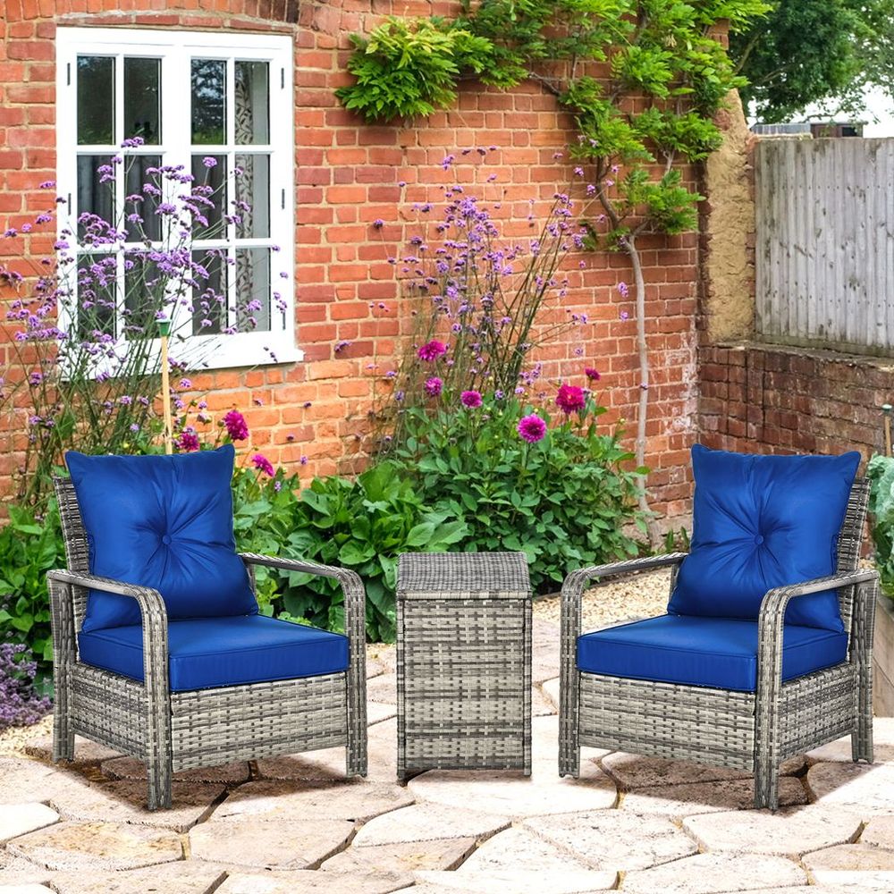 High-Quality 3-Piece PE Rattan Garden Sofa Set - Grey
