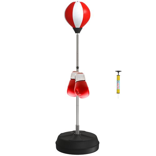 HOMCOM Punching Bag with Stand Boxing Bag Set with Adjustable Height Red