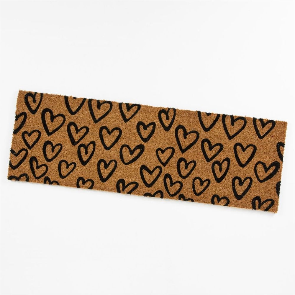 Astley Heart Print Coir Doormat - PVC Backed - 40x120cm - Natural - High Quality