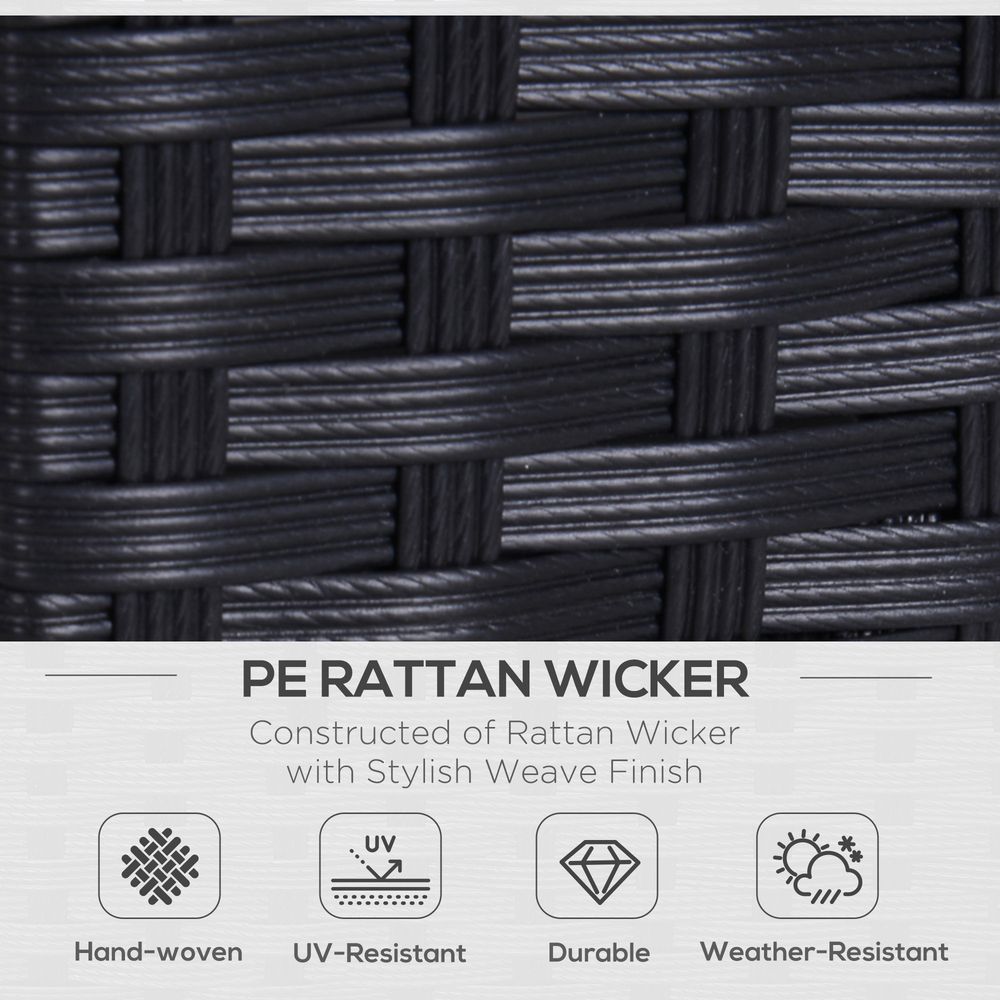 Outsunny Black Rattan Garden Sofa 2 Seater Double Couch Wicker Loveseat