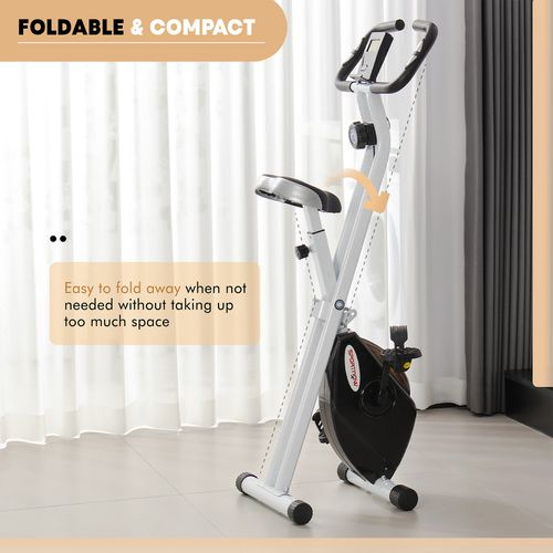SPORTNOW Folding Exercise Bike with Heart-Rate Sensor for Home Use