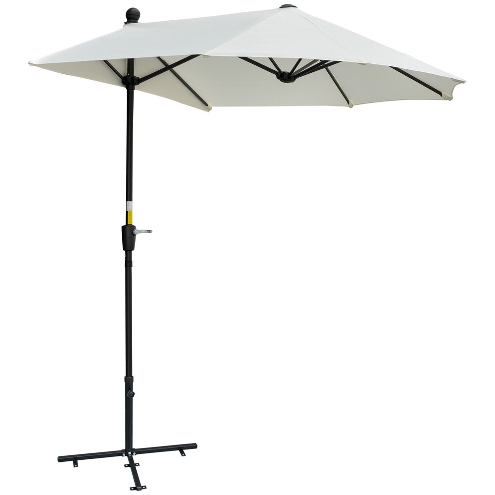 Premium 2m Half Parasol Market Crank - Cream White