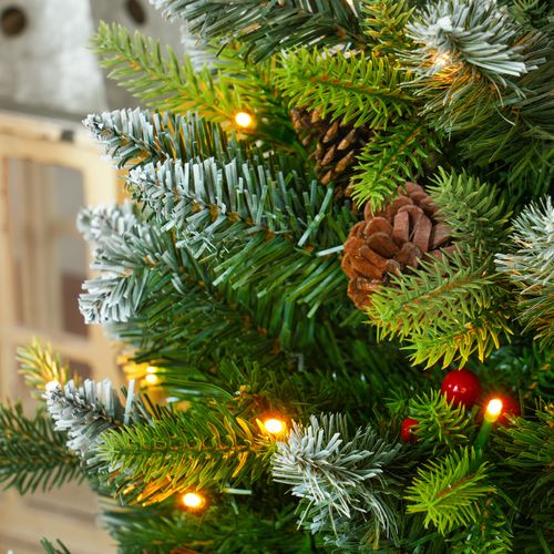 HOMCOM 2 Pieces 2' Prelit Artificial Tabletop Christmas Trees, LED Display