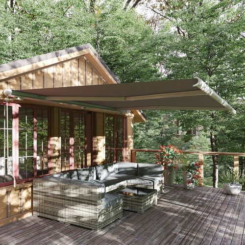 Outsunny 4x3m Full Cassette Electric/Manual Retractable Awning w/ LED Light