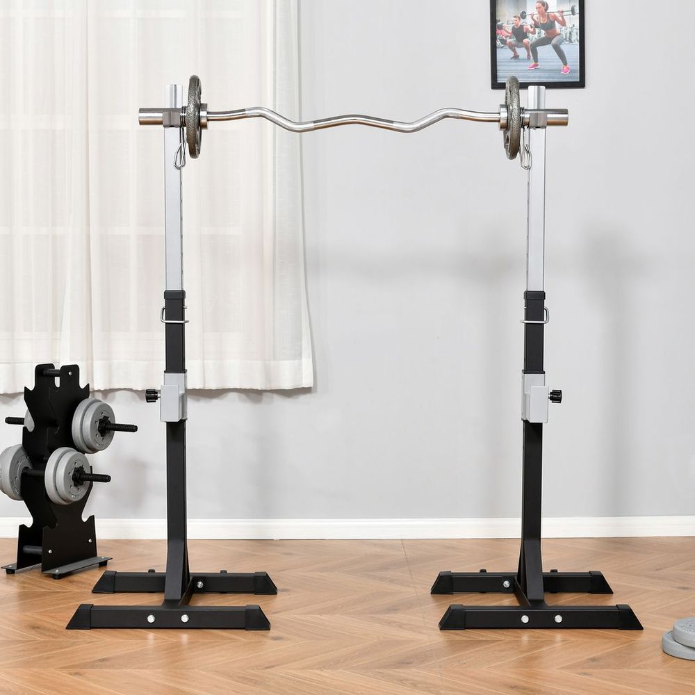 Premium Barbell Squat Rack - Heavy-Duty Steel Construction - Adjustable Height - Portable & Stable