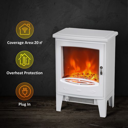 HOMCOM Electric Fireplace Freestanding w/Realistic Flame Effect
