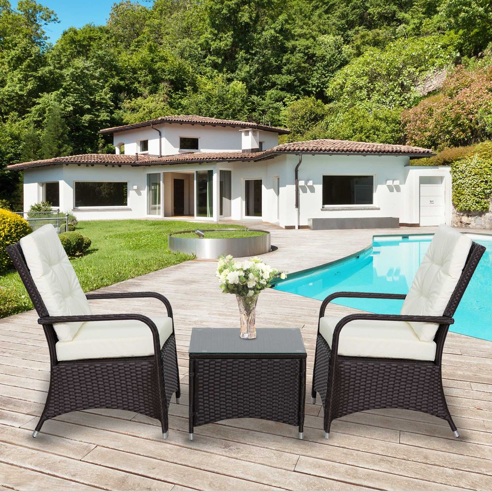 Premium Rattan Garden Furniture Set - 3 Pieces | Sofa Chair Table Bistro | High-Quality Wicker Weave | Stylish & Durable