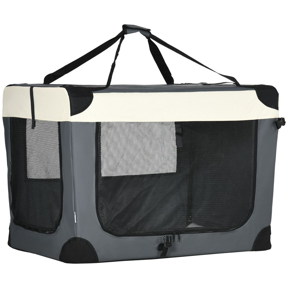 PawHut 51cm Foldable Pet Carrier Bag Soft Travel Dog Crate, Portable Cat Carrier w/ Cushion, for Cats and Miniature Dogs - Grey