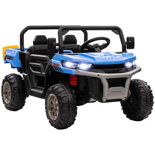 HOMCOM 12V Two-Seater Kids Electric Ride-On Car w/ Electric Bucket - Blue