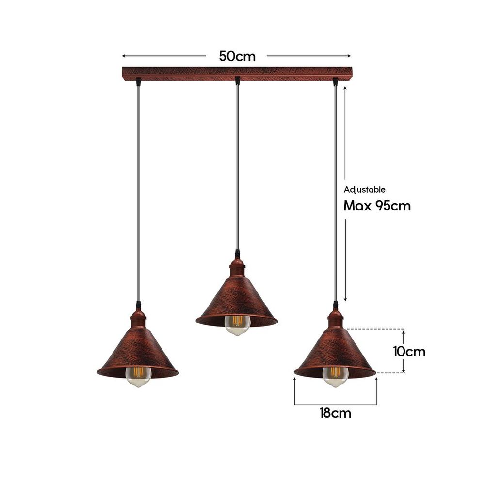 Rustic Red Vintage Pendant Light - Retro Industrial Style - High-Quality Metal - Cozy, Warm Atmosphere - E27 Base - Free Shipping